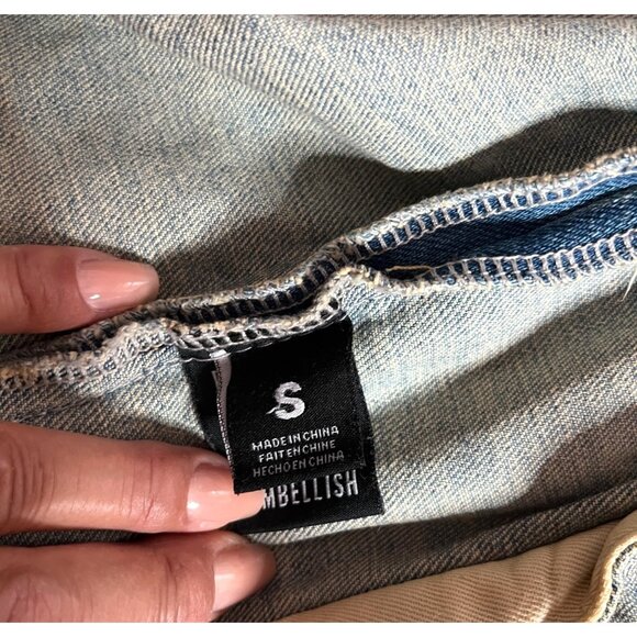 Unisex "Embellish" Custom Painted Distressed Denim Jacket With Painted Graphics - Picture 12 of 16